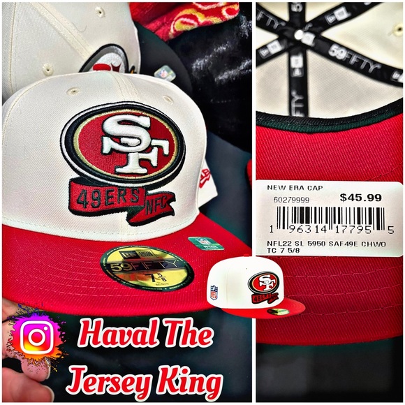 Men's San Francisco 49ers New Era Cream/Scarlet 2022 Sideline 59FIFTY Fitted Hat - Picture 1 of 2